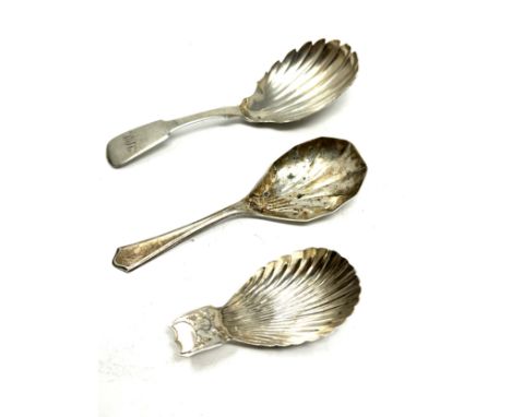 3 x antique / vintage .925 sterling caddy spoons