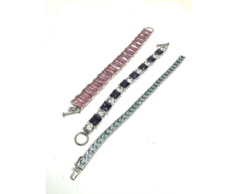 Three silver  tennis bracelets (128g)