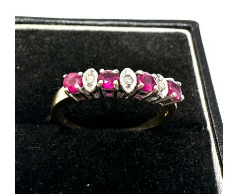 vintage 9ct gold ruby &amp; diamond ring 2g