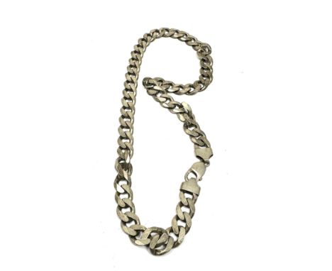 Silver statement gents style curb link necklace (96g)