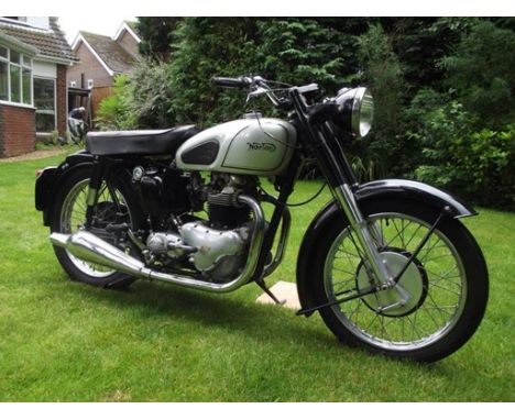 A 1956 Norton Model 7 Dominator, registration number 892 YUB, silver and black. Introduced to the general public at the 1948 