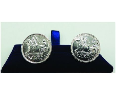 Silver Half Sovereign Cufflinks: Gents cufflinks made from 2019 Gibraltar half sovereigns, the first year they were minted. C