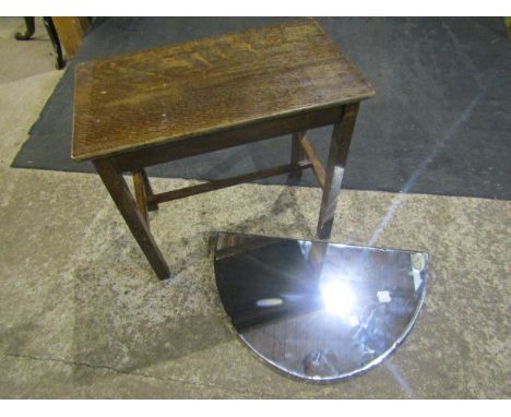 small oak table and a vintage mirror