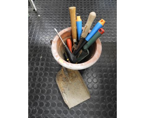 Terracotta Garden Planter and Contents - Hand Tools 