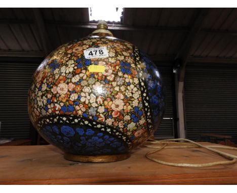 Unusual Hand Painted Papier Mache Table Lamp 