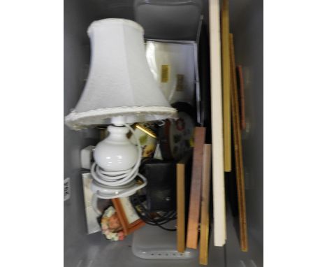 Box of Misc - Picture Frames, Table Lamp etc 