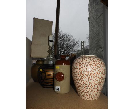Stoneware Jars, Bed Warmer, Table Lamp etc 