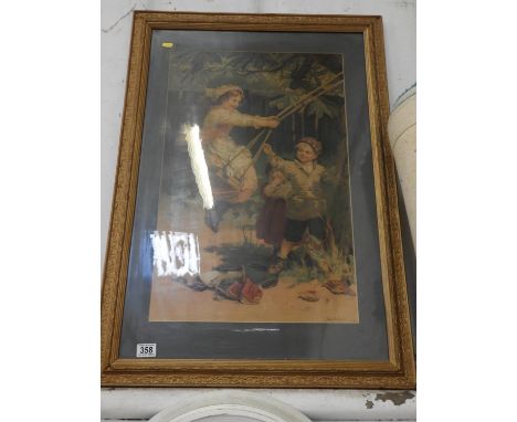 Gilt Framed Print - Children Playing 