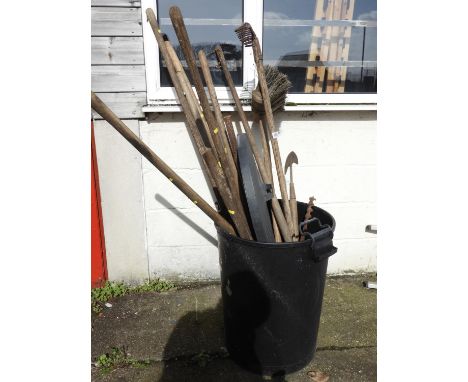 Plastic Garden Bin and Contents - Garden Tools 