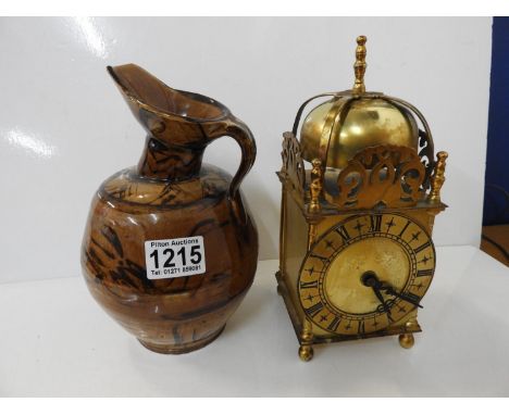 Studio Pottery Jug and Smiths Mantel Clock 