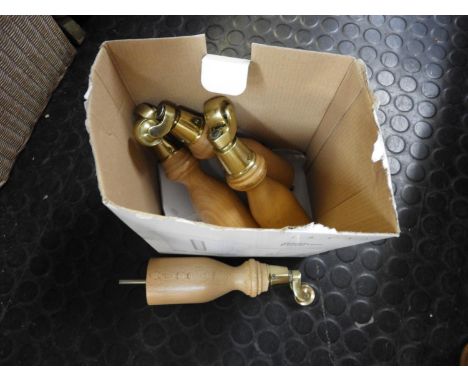 Set of Four Light Wood Furniture Legs with Brass Castors 