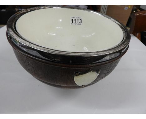 Wooden Bowl with Ceramic Insert 