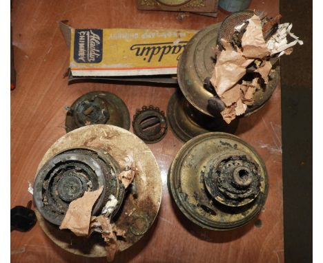 3x Oil Lamp Bases and Chimney 