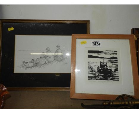 Framed Print - Barnstaple and Framed Pencil Drawing 