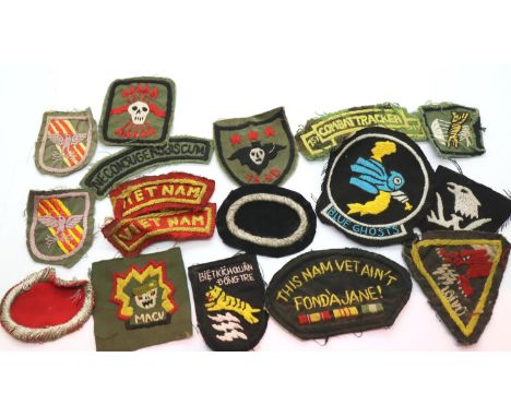 Seventeen Vietnam War Era In Country Made Hand Sewn US Army Patches. P&amp;P Group 1 (£14+VAT for the first lot and £1+VAT fo