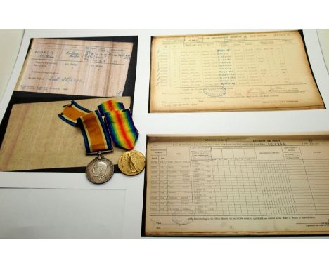 220597 PTE P McFARLANE R BIRKS R, a British WWI Royal Berkshire Regiment medal pair comprising BWM and Victory medal, with pr