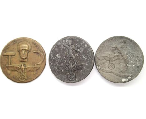 German Third Reich day badges, 1934, 1936 and one undated.  P&amp;P Group 1 (£14+VAT for the first lot and £1+VAT for subsequ
