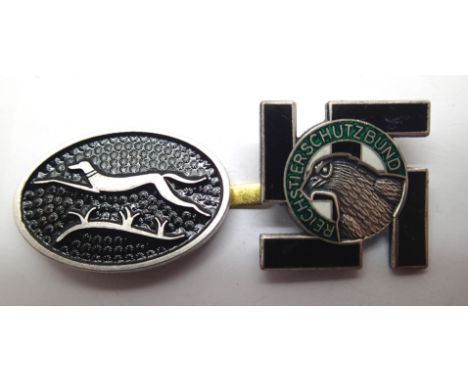 Two German WWII re-enactment enamelled pin badges. P&amp;P Group 1 (£14+VAT for the first lot and £1+VAT for subsequent lots)