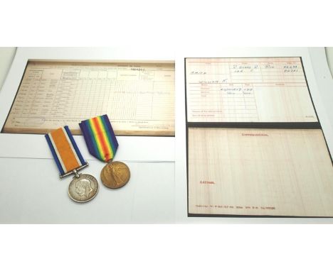 28433 PTE W K SMITH R BIRKS R, a British WWI Royal Berkshire Regiment medal pair comprising BWM and Victory medal, with print