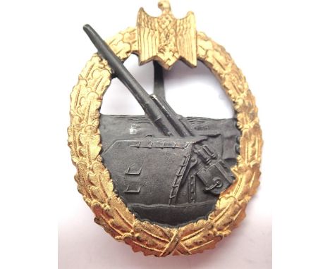 German WWII re-enactment Coastal Artillery badge. P&amp;P Group 1 (£14+VAT for the first lot and £1+VAT for subsequent lots) 