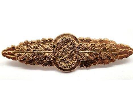 German WWII re-enactment Luftwaffe Paratroopers Combat Clasp in gold. P&amp;P Group 1 (£14+VAT for the first lot and £1+VAT f