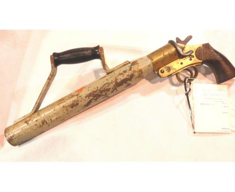 Schermuly WWI flare pistol with E.C. deactivation certificate, Early model. P&amp;P Group 3 (£25+VAT for the first lot and £5