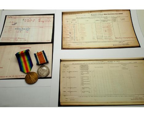 11704 PTE A C HALL R BIRKS R, a British WWI Royal Berkshire Regiment medal pair comprising BWM and Victory medal, with printe