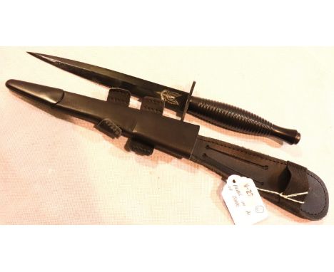 Current issue Commando dagger with S.A.S badge etched to the blade. Marked with broad arrow and Made in Sheffield, P&amp;P Gr