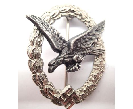 German WWII re-enactment Luftwaffe Flight Engineers badge of two part construction. P&amp;P Group 1 (£14+VAT for the first lo