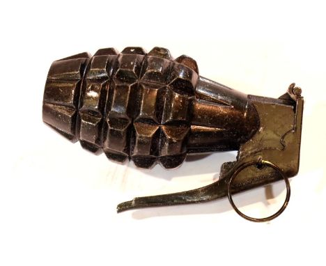 American re-enactment MKII pineapple hand grenade in black. P&amp;P Group 1 (£14+VAT for the first lot and £1+VAT for subsequ