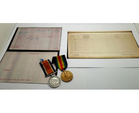 43060 PTE A WILKES R BIRKS R, a British WWI Royal Berkshire Regiment medal pair comprising BWM and Victory medal, with printe