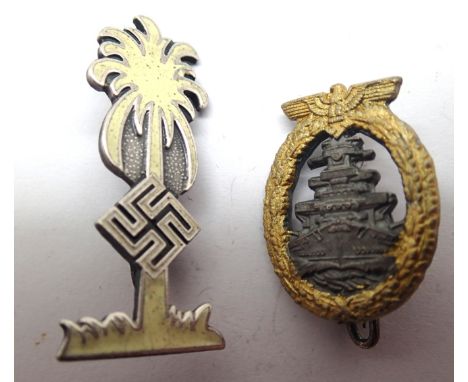 Two German WWII re-enactment enamelled pin badges. P&amp;P Group 1 (£14+VAT for the first lot and £1+VAT for subsequent lots)