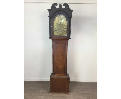 GEORGE III MAHOGANY LONGCASE CLOCK,by Matthew Scott of Leith, with two train eight day movement, with brass Arabic and Roman 