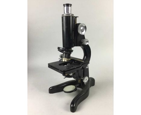 "BACTIL" MICROSCOPE BY W. WATSON &amp; SONS LTD. OF LONDON, No. 94612, in wooden box with other lenses, slides and accessorie