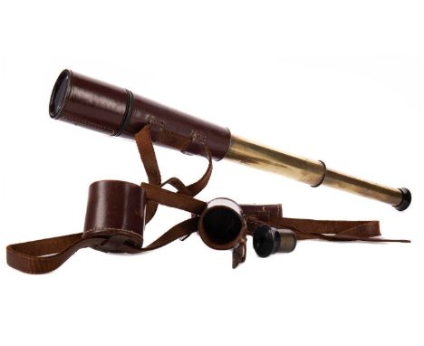 DOLLOND LONDON SIGNALLING TELESCOPE,three drawers, no. 8239, with stitched leather case and mounts, with spare cased eye piec