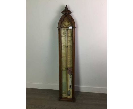 WALNUT ADMIRAL FITZROY BAROMETER,late 19th/early 20th century, by T. Littlewood &amp; Co. of Glasgow, with fleur-de-lis crest
