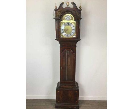 REPRODUCTION MAHOGANY LONGCASE CLOCK,by Charles E. Short, with three train movement, striking on eight gongs, the brass dial 