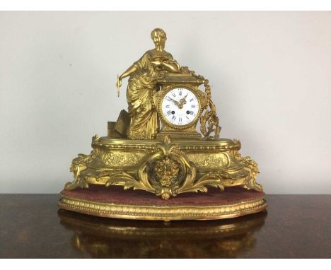 LATE 19TH CENTURY FRENCH ORMOLU FIGURAL MANTEL CLOCK,by LeRoy &amp; Fils of Paris, with two train eight day movement striking