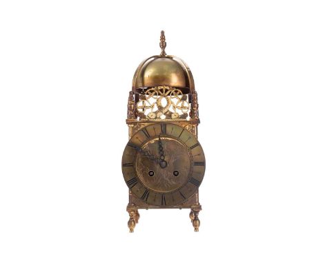 LANTERN CLOCK OF CHARLES II DESIGN,with two train eight day movement, the chapter ring with Roman numerals, 33cm highConditio