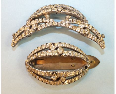 Two late-18th/early-19th century items of paste jewellery, once probably a tiara, now converted to a brooch and a clip, each 