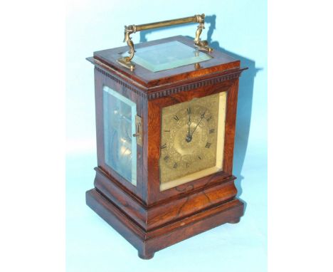 Lister &amp; Sons, Newcastle-on-Tyne, a 19th century rosewood mantel clock, the rectangular architectural case with bevelled 