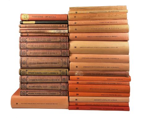 BIBLIOTHECA TEUBNERIANA. Greek authors. Lpz., 1883-1987. 33 vols. of the series. (Oh)cl. (31) &amp; owrps. NOTE: I.a.: ATHENA