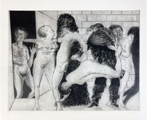 HAKKAART, F. ('Fer'). (1941-). "Hommage aan Max Ernst". 1979-83. Etching. 300 x 395 mm. Signed and titled in pencil. Edition 