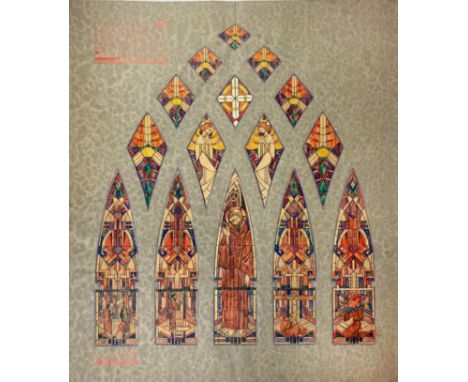 STAINED GLASS WINDOWS DESIGNS -- "RK KERK te Naaldwijk. Ramen in den zijgevel. Schaal 1:10" - "FRAGMENT KERKRAAM Gereformeerd