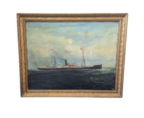 19th century School, Portrait of a steam and sail ship, oil on canvas, unsigned, 60cm x 79cm, framed.&nbsp; Note: picture rel