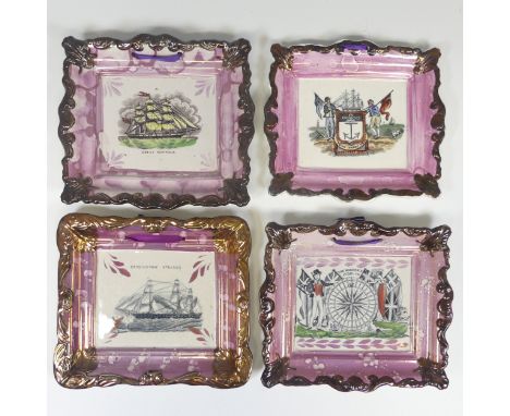 A small quantity of 19thC Sunderland lustre Plaques, of maritime interest, comprising 'Great Australia' (21cm x 23cm), 'Marin