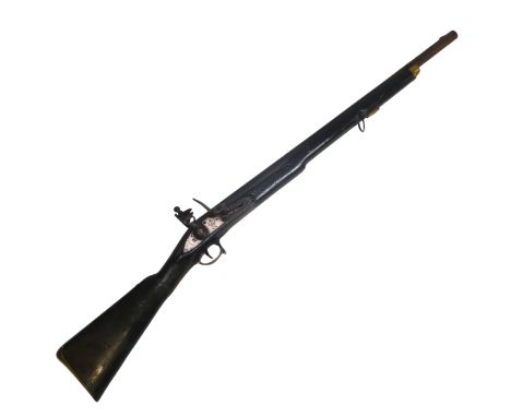 A heavy dragoon 1796 pattern Carbine, the flint lock with crowned 'GR' and stamped 'TOWER', the full-length stock with brass 