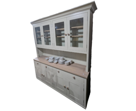 A Neptune Suffolk 6ft glazed and painted Dresser,&nbsp;inspired by antique Shaker furniture first found in Suffolk, with buil