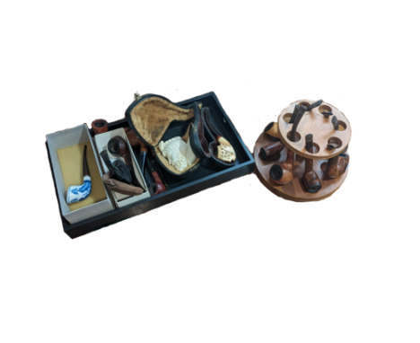 A quantity of vintage Pipes, including ; Meerschaum, treen pipe labelled L &amp; Co, Bruyere Garantie, Hyde Park London made,