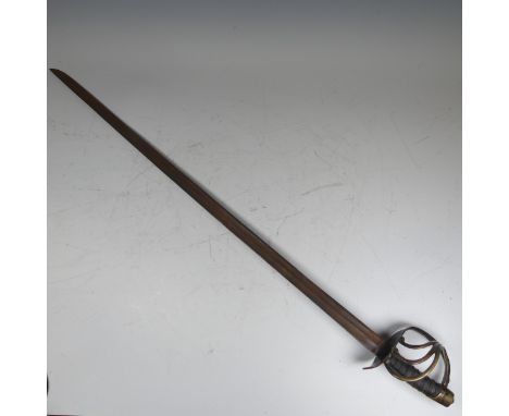 A French Napoleonic era Cuirassier Broadsword, blade 38'' and marked 'Mfture Imple du Klingenthal' on backstrap, no marks to 